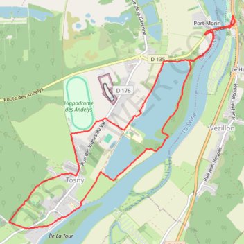 Marche nordique tour de Tosny GPS track, route, trail
