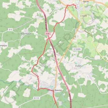 Compostelle - Voie de Vézelay en Gironde - Bazas - Bernos - Beaulac GPS track, route, trail