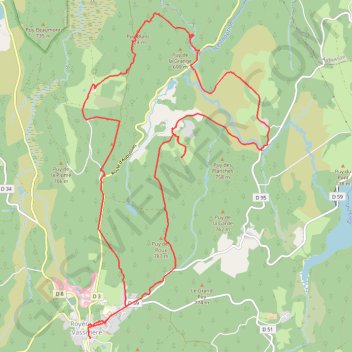 Royère de Vassivière, la rigole du Diable GPS track, route, trail
