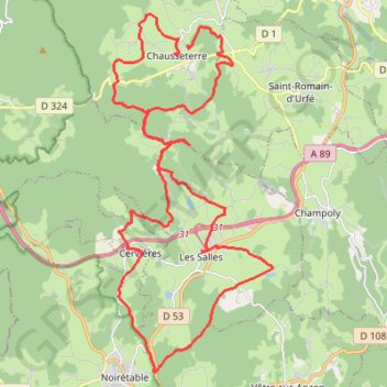 Chausseterre Monts de la madeleine GPS track, route, trail