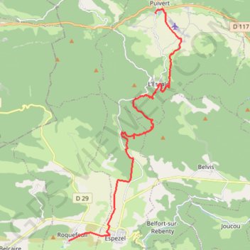 Sentier Cathare - D'Espezel à Puivert GPS track, route, trail