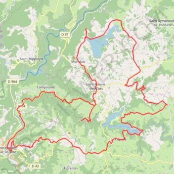 Des lacs de la Viadène à l'incontournable cascade du saut du chien - Entraygues-sur-Truyère GPS track, route, trail