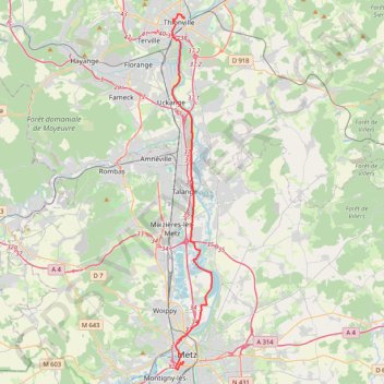 Thionville - Metz GPS track, route, trail