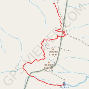 Thukela Falls - Sentinel GPS track, route, trail