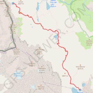 Queyras-Viso OPTION (Viso 3b.1) : Rifugio Giacoletti- Rifugio Quintino Sella GPS track, route, trail