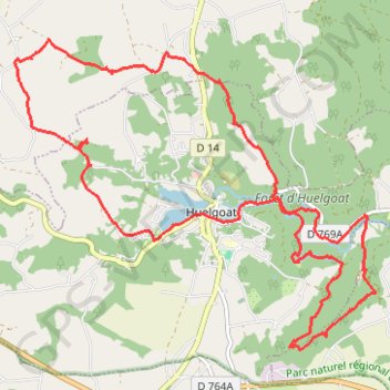 Autour de Huelgoat GPS track, route, trail