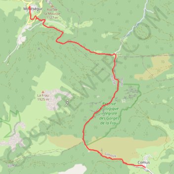Montségur - Comus (Chemin des Bonshommes) GPS track, route, trail