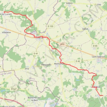 Du Lunain de la Belliole à Vaux-sur-Lunain GPS track, route, trail