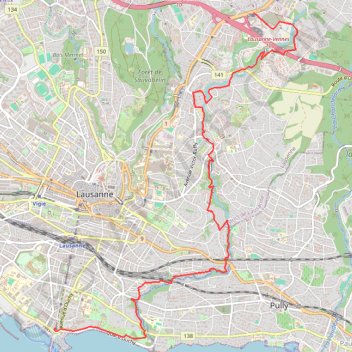 Lausanne - sentier de la Vuachère GPS track, route, trail