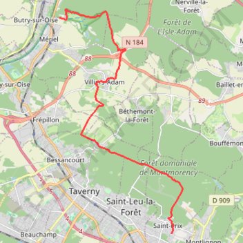 Meriel-Saint Prix GPS track, route, trail