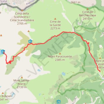 Refuge de Valmasque > Castérino (Via Alpina) GPS track, route, trail