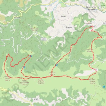 Col du Calmil - Rocher de Batail - Col Mazel - Pla des Peyres GPS track, route, trail