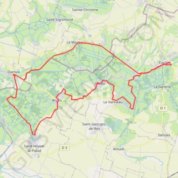 Le Marais - Coulon - Arçais GPS track, route, trail