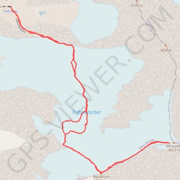Weissmies GPS track, route, trail