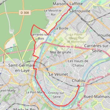 De Chatou à Maison-Laffitte GPS track, route, trail