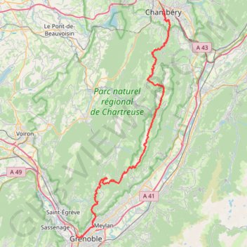 Traversée de la Chartreuse par Chamechaude GPS track, route, trail