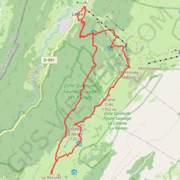 Crêt de la Neige - Le Reculet GPS track, route, trail