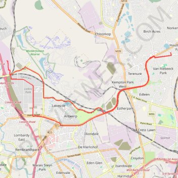 Kempton Park - Limbro Park GPS track, route, trail