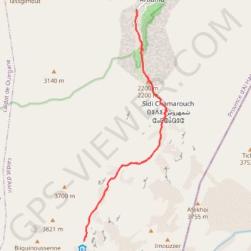 Descente à Aremd depuis le refuge du Toubkal GPS track, route, trail