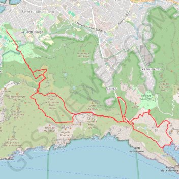 Boucle Calanques Montredon - Sormiou GPS track, route, trail