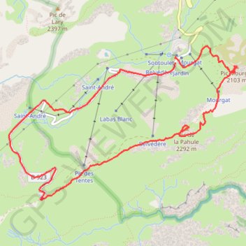 Randonnée Pic Mourgat , la Pahule et Pic des Tentes GPS track, route, trail
