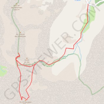 Cylindre et Pic d'Estaragne depuis le plan d'Estaragne GPS track, route, trail