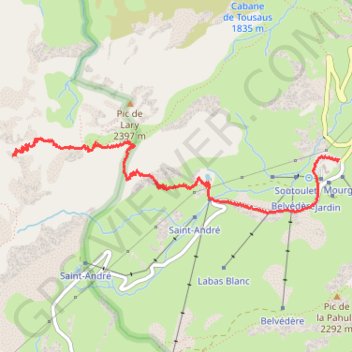 La Montagnette par le Col de Lary au départ de Gèdre (Gavarnie) GPS track, route, trail