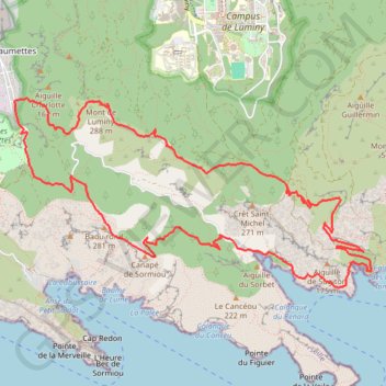 Baumettes - Col de Surgiton - Le torpilleur - Morgiou - Sormiou GPS track, route, trail
