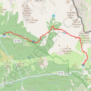 Gite du Boréon - La Madone de Fenestre (Traversée du Mercantour) GPS track, route, trail